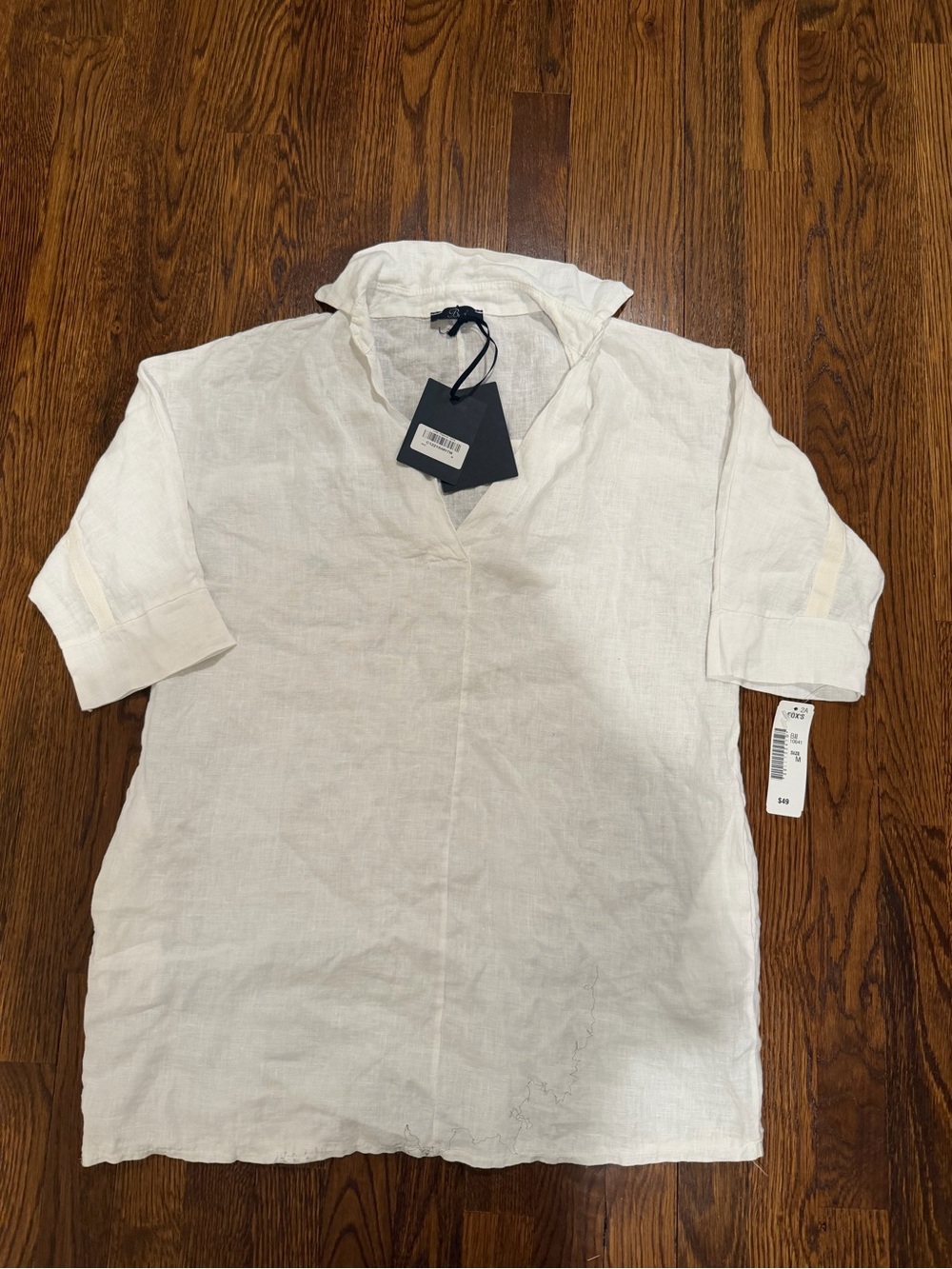 100% White Linen white mini dress